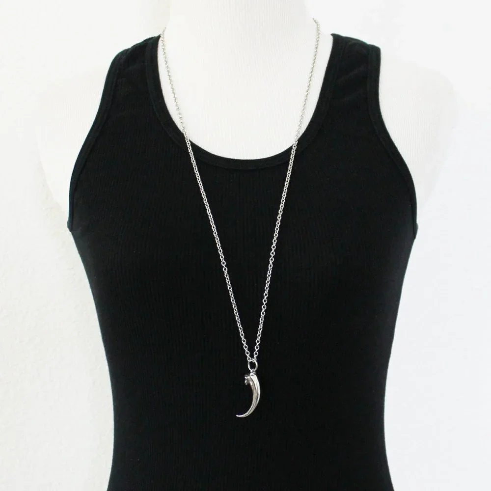 NEW Moon Raven Eagle Talon Claw Solid Stainless Steel Pendant Necklace 32" - Picture 7 of 11